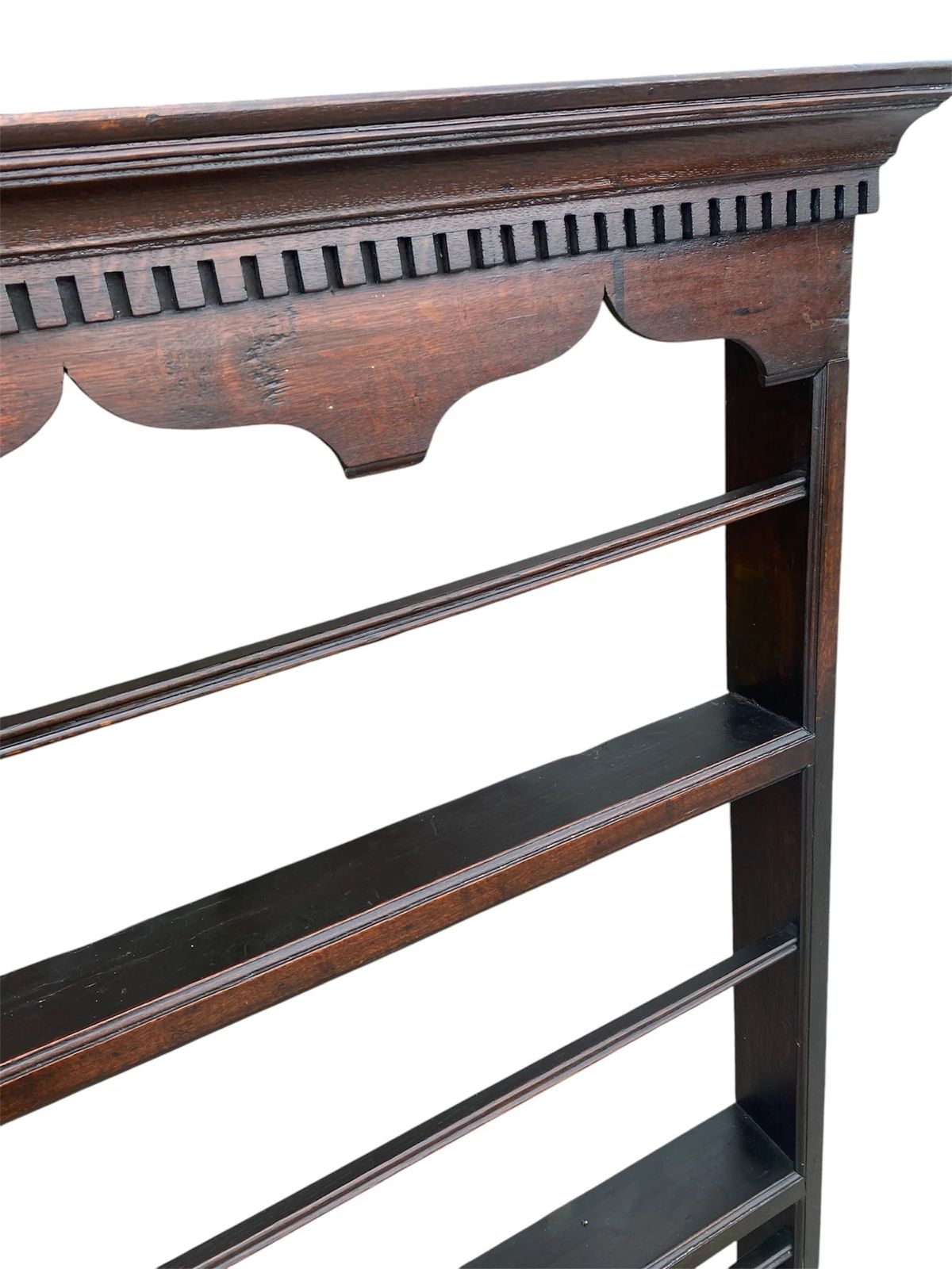 Antique Large 18th Century Georgian Dark Oak Delft Wall Rack Shelves photo vinterior
