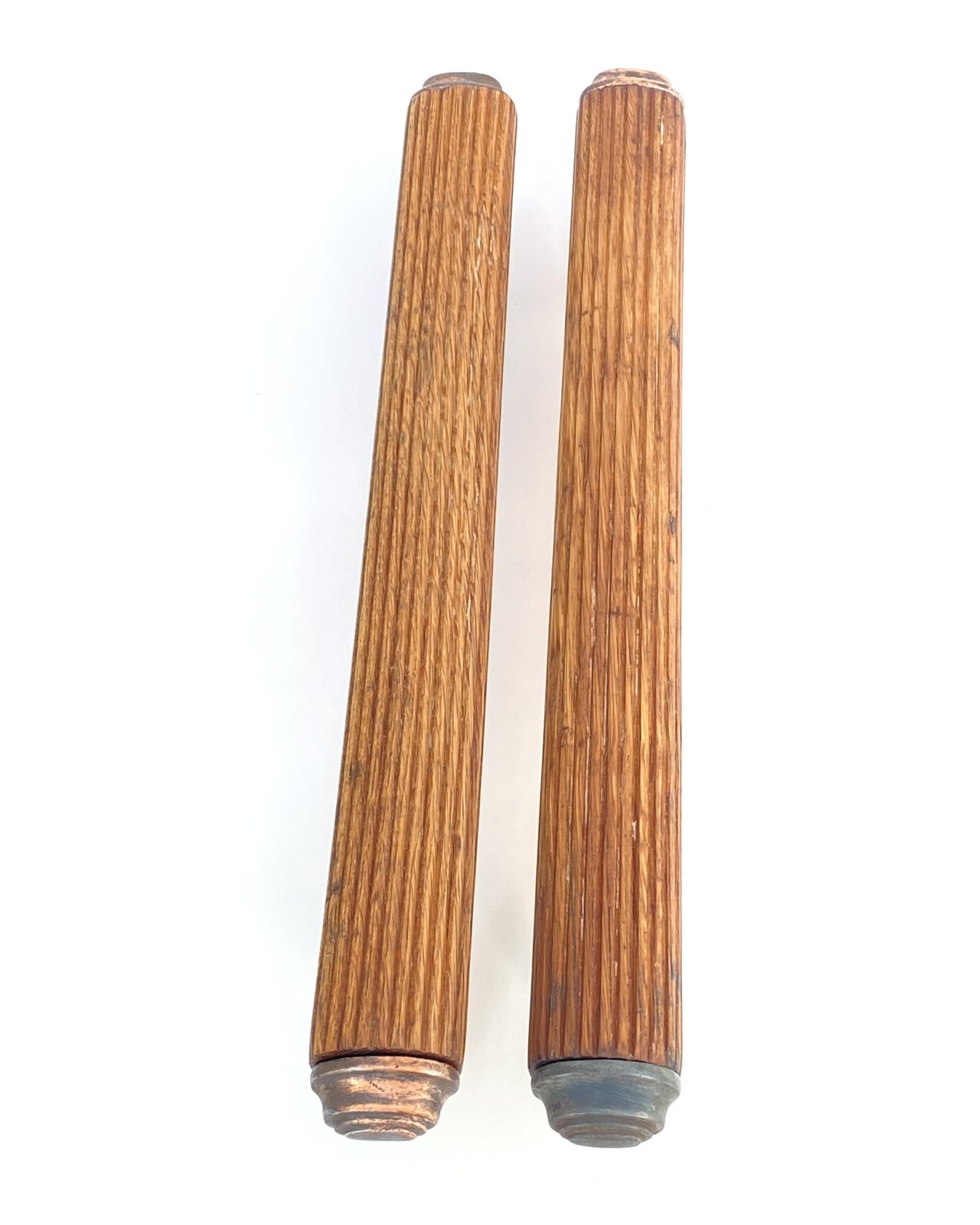 2nd Batch Of Early 20th Century 1900 30s  English Oak Copper And Brass  Door Handles                Per Pair photo vintage