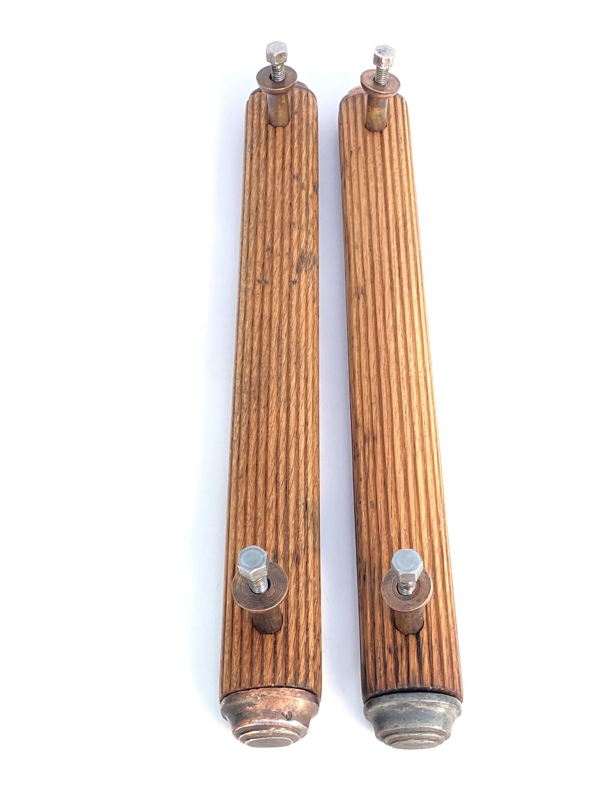 photo for sale 2nd Batch Of Early 20th Century 1900 30s  English Oak Copper And Brass  Door Handles                Per Pair