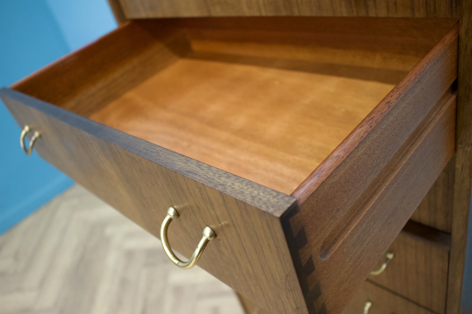 Mid Century Tola And Black Tallboy Chest Of Drawers G Plan, 1960s #1704 photo vinterior
