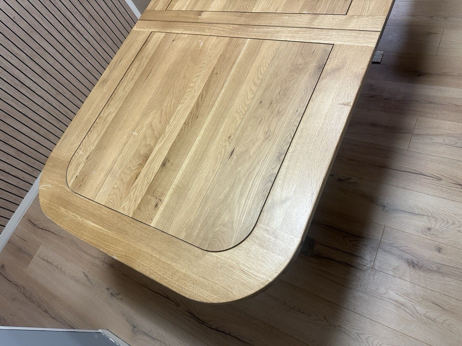 Oak Furnitureland Hercules Solid Natural Extending 10 Seator Dinning Table X Leg photo vintage