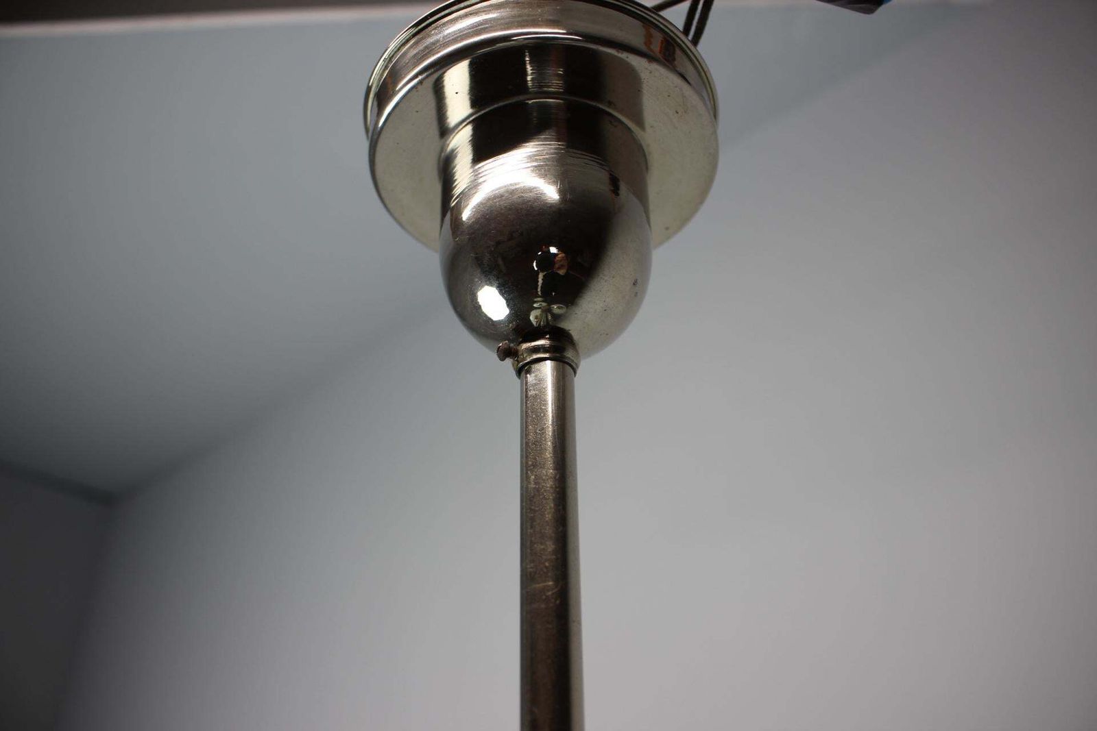 Art Deco Chandelier 1930s Czechoslovakia Mint Glass Chrome Ceiling Light photo 1436.0
