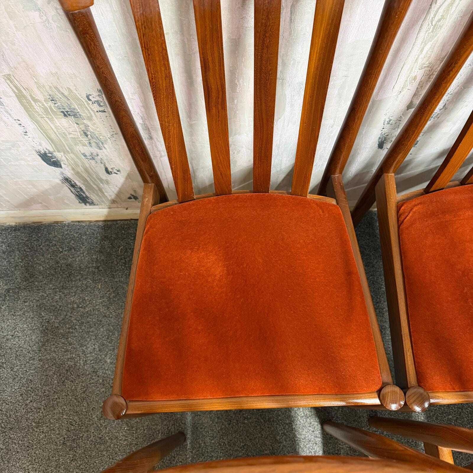 6x Meredew Mid Century Teak Dining Chairs Upholstered Seats 2x Carvers 4x Chairs photo 315.0