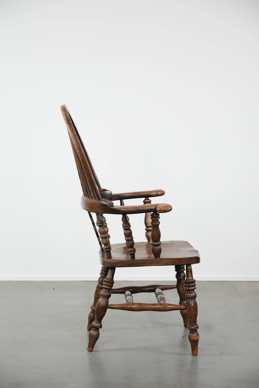 Antique English Highback Windsor Chair From The 18th Century With A Beautiful Color Scheme photo for sale