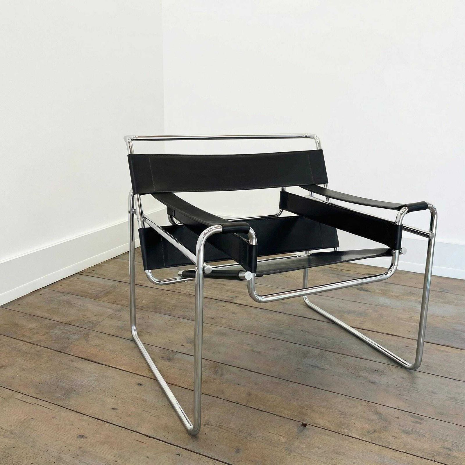 Wassily Chair By Marcel Breuer / Vintage Lounge Chair / Iconic Armchair / Chrome Frame With Leather