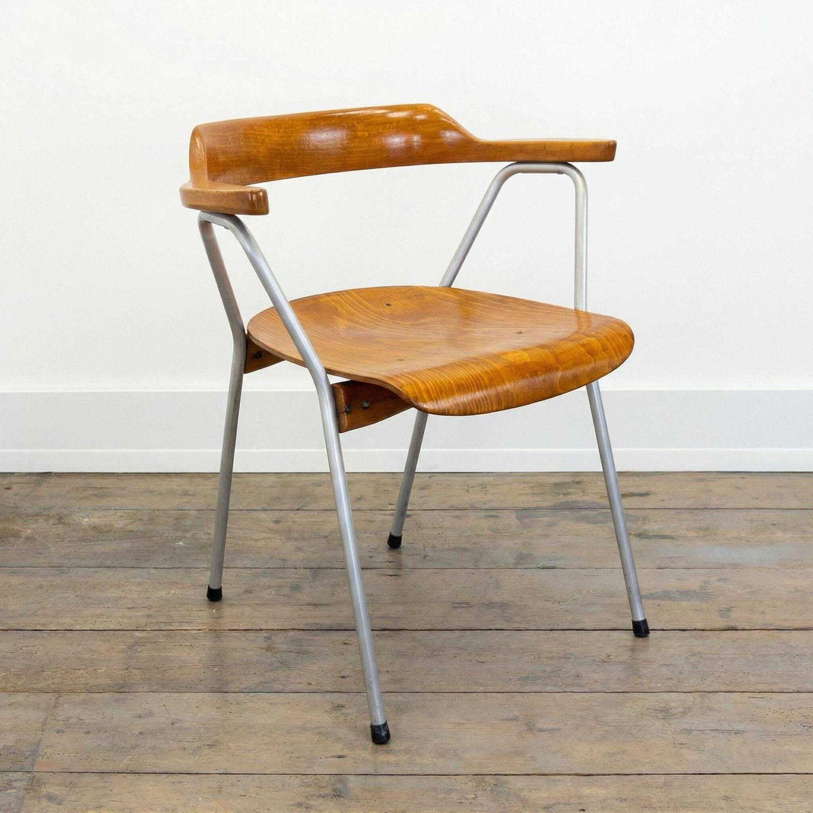 Vintage Armchair / Original / The First Version Model 4455 By Niko Kralj For Stol Kamnik / Vintage Wooden Chair / Aluminium Chair Frame