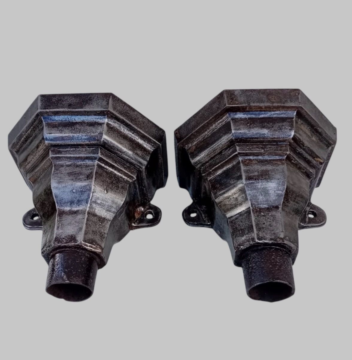 Pair Of Early 20th Century Cast Iron Rainwater Hopper Heads photo furniture