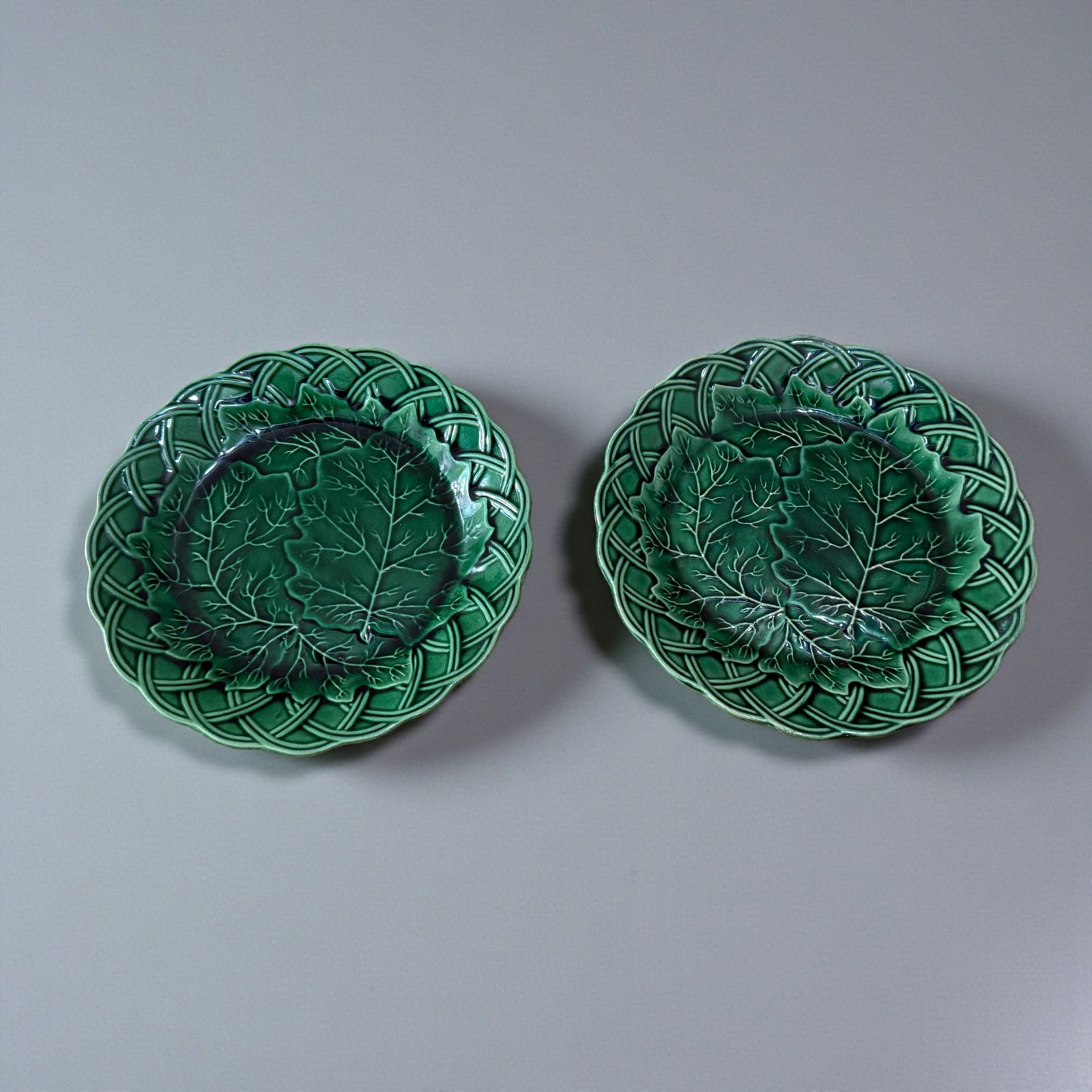 Pair Of Victorian Majolica Plates
