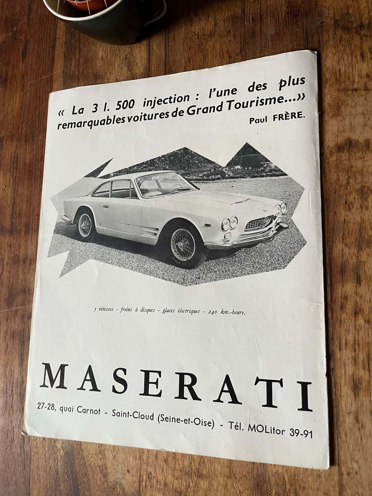 Vintage Car Advertisement Maserati 500 Injection 1967 photo furniture