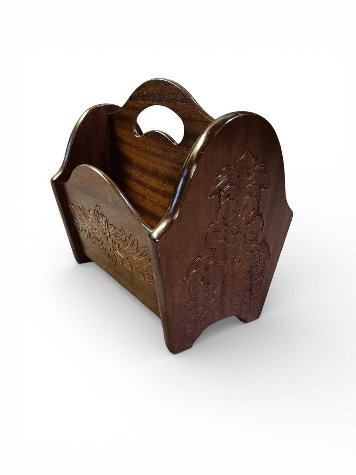 Vintage Carved Magazine Rack / C.1960 photo furniture