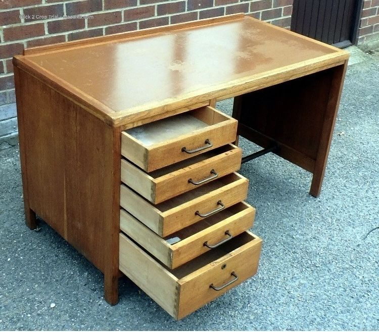 Mid Century Oak Military Writing Office Desk George VI photo 550.0