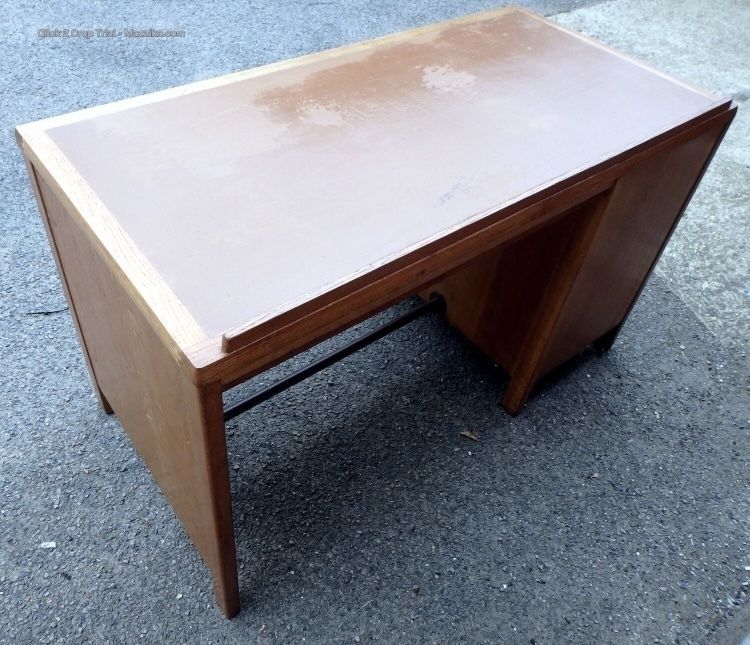 Mid Century Oak Military Writing Office Desk George VI photo vinterior