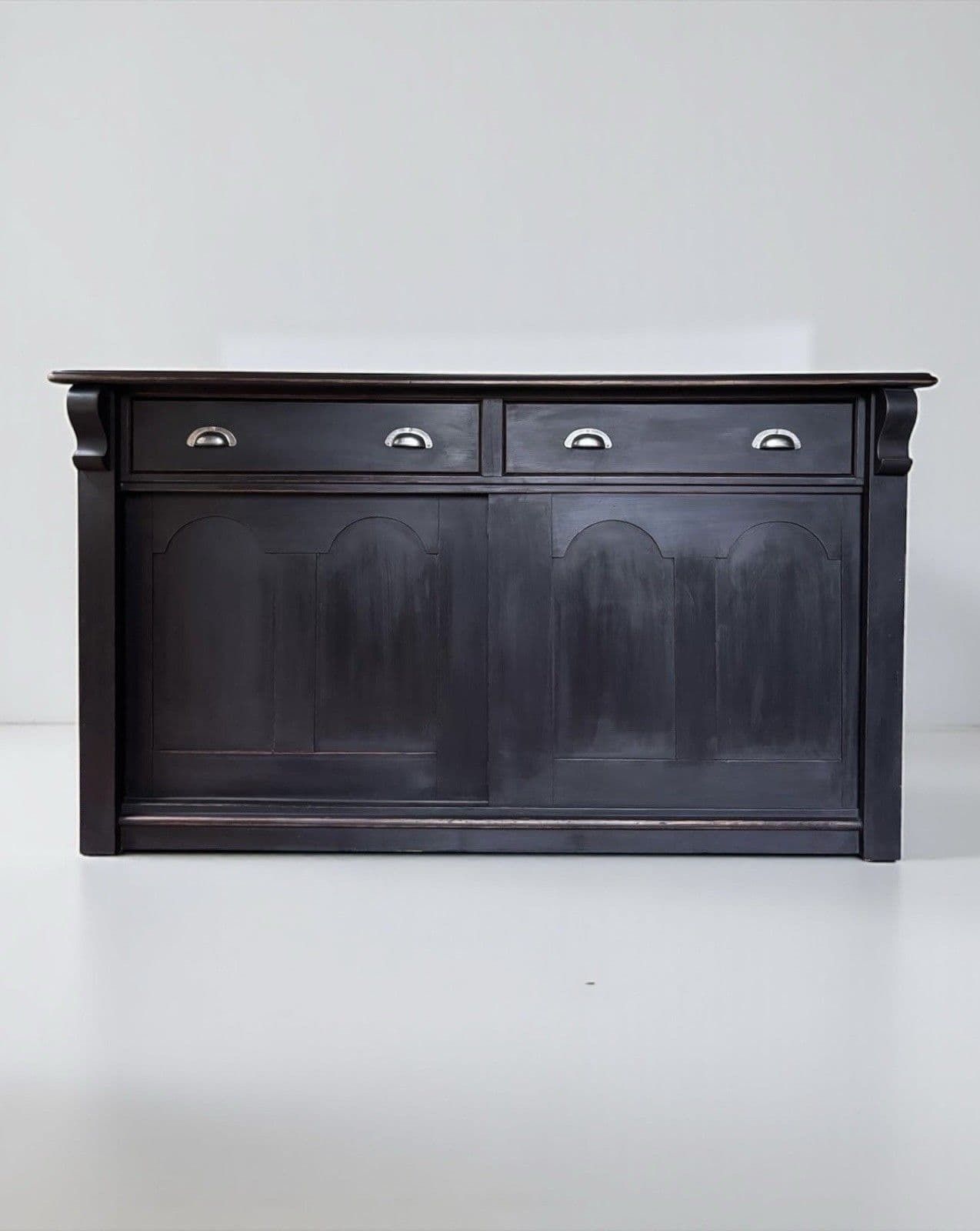 photo furniture Antique Victorian Painted Solid Pine Sideboard Dresser Base Sliding Door Cupboard