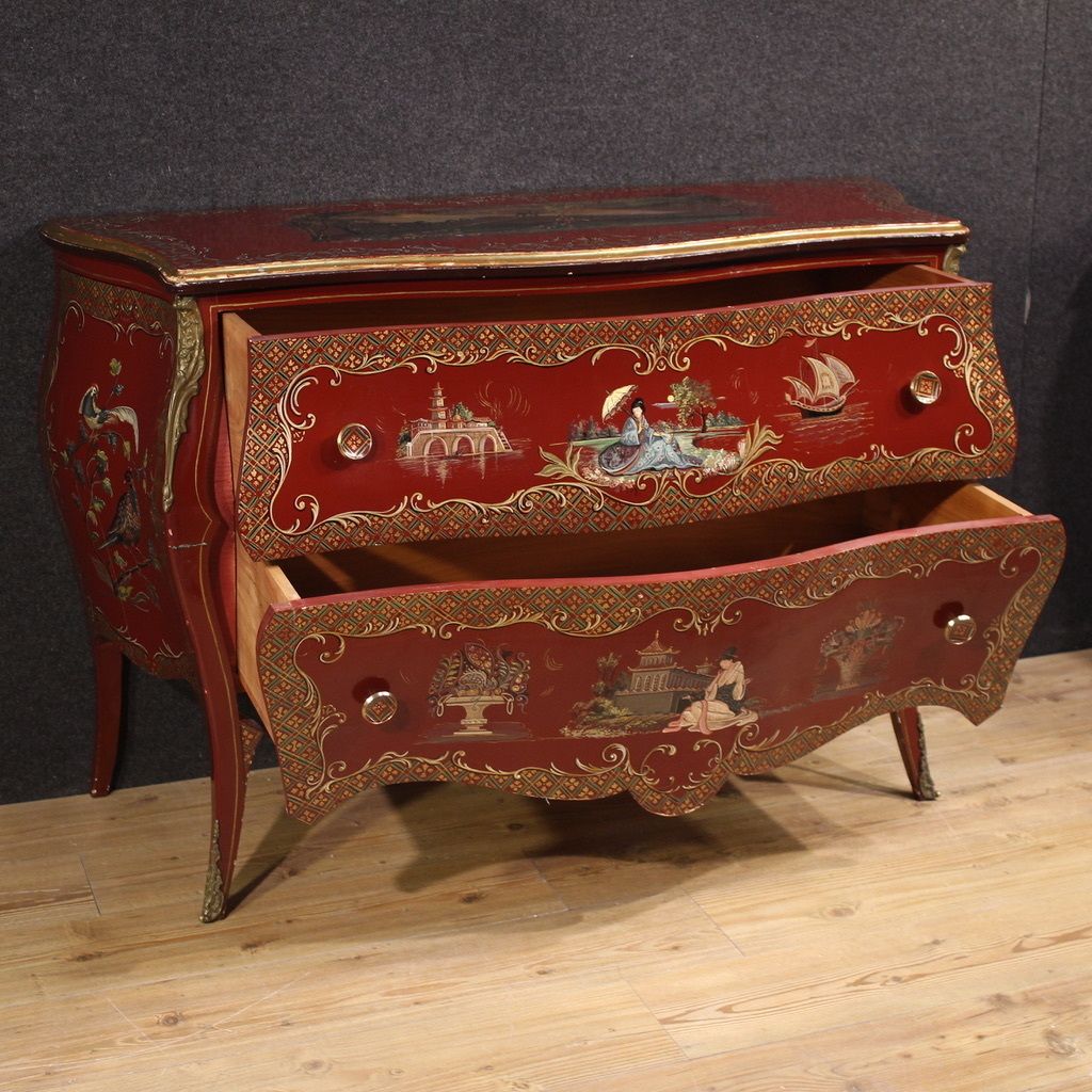 photo furniture French Lacquered, Painted And Gilded Chinoiserie Commode