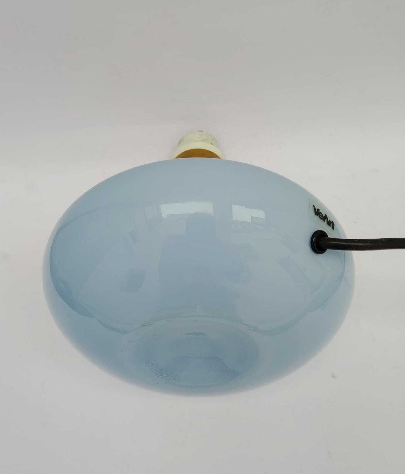 photo for sale Veart 1989 Table Lamp In Turquoise Blue Murano Glass, Vintage Design