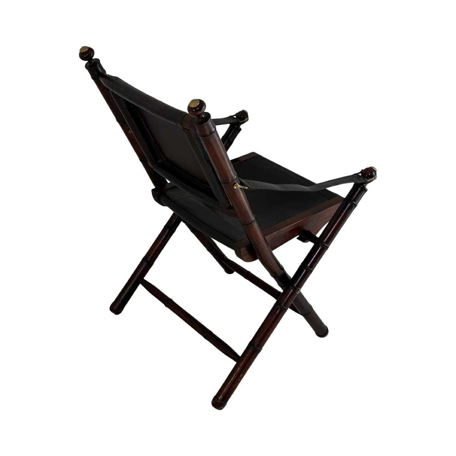 Officer's Chair   Wood And Leather Upholstery   Military Campaign Style photo furniture