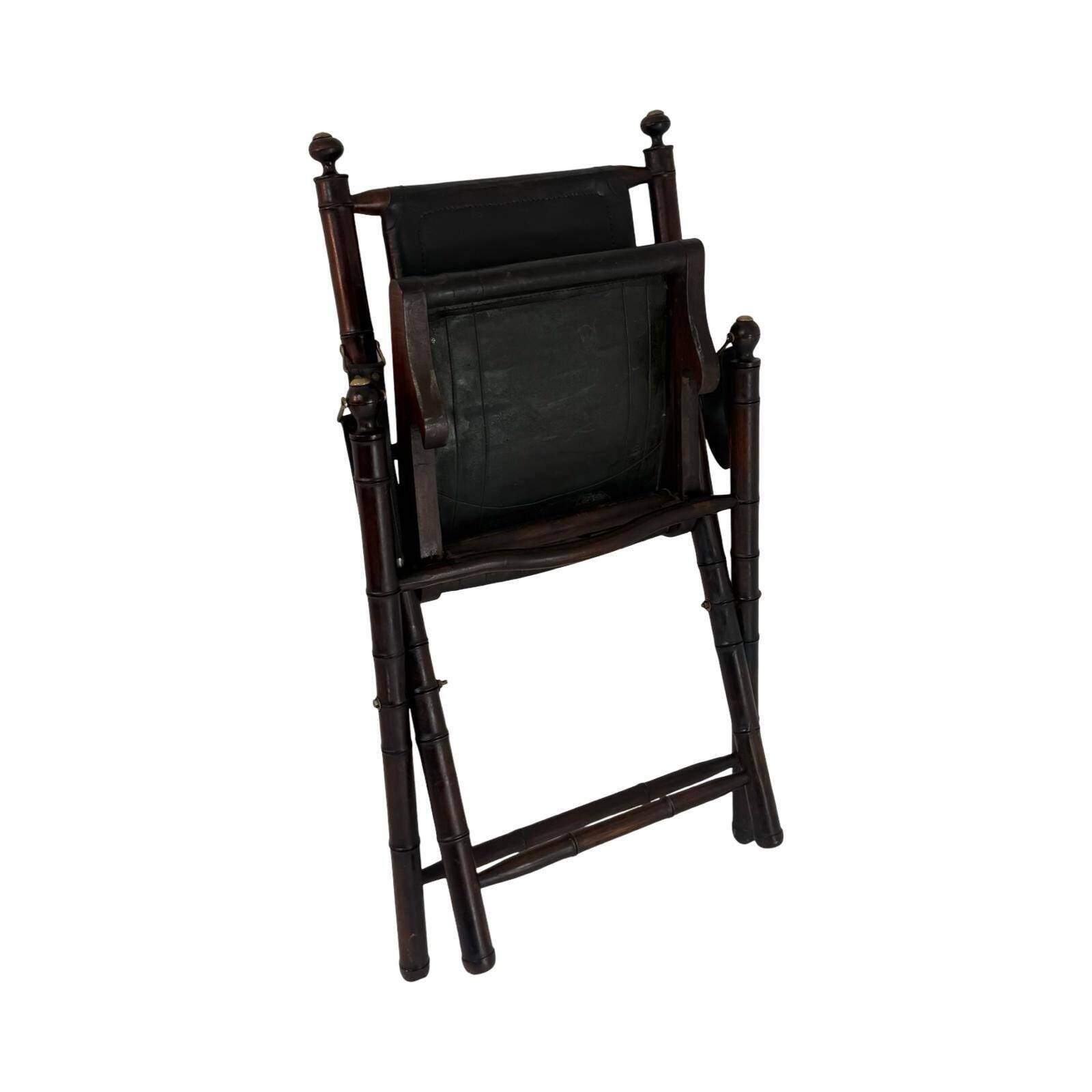 Officer's Chair   Wood And Leather Upholstery   Military Campaign Style photo 494.0