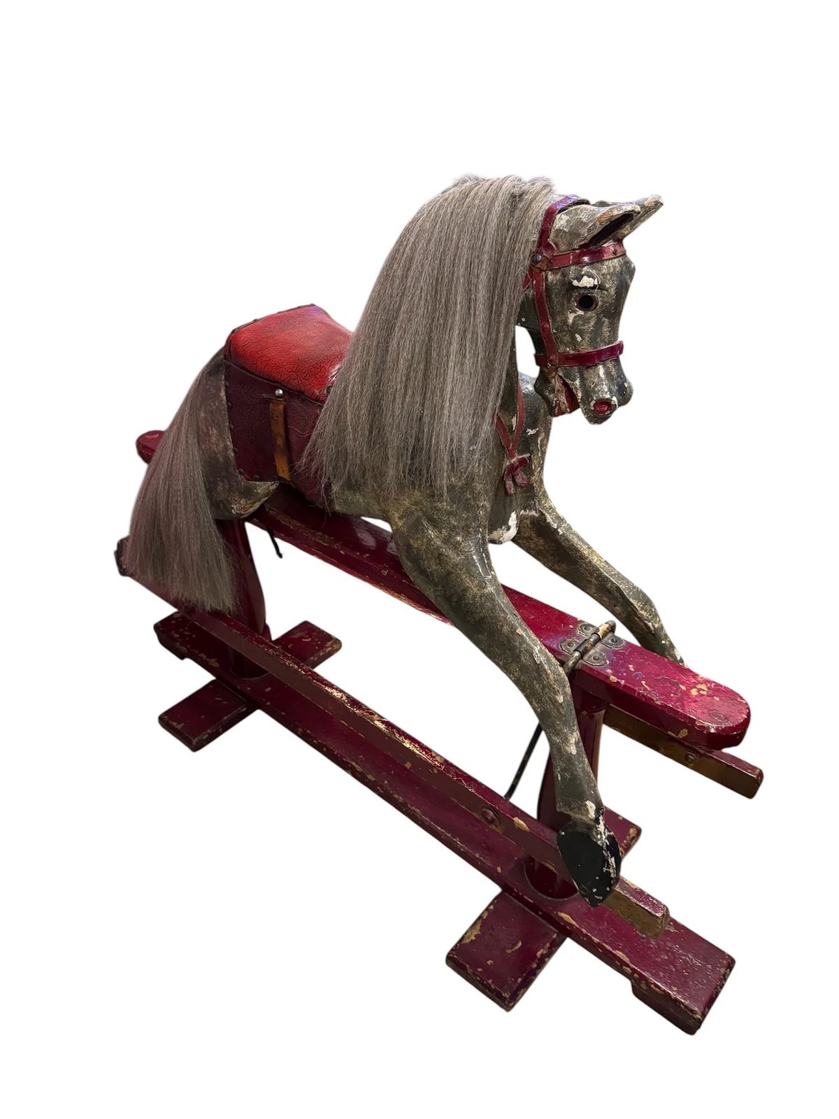 Antique Victorian Painted Dapple Grey Rocking Horse