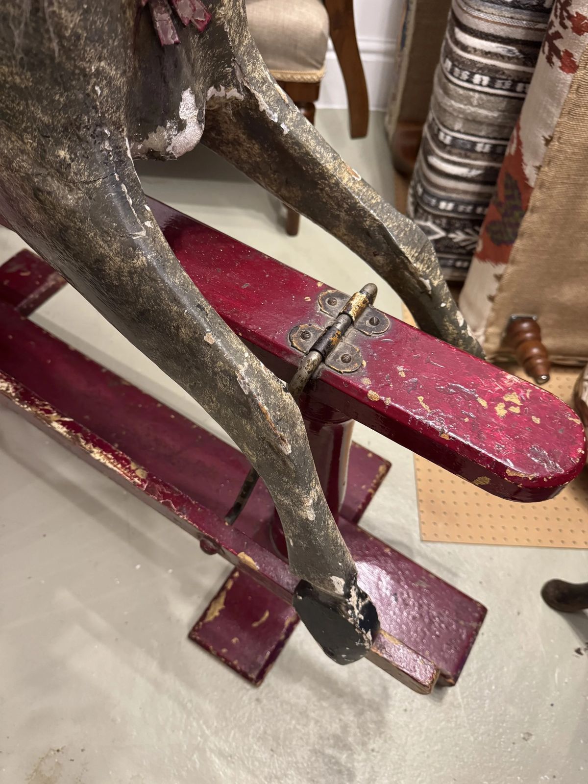 Antique Victorian Painted Dapple Grey Rocking Horse photo vinterior
