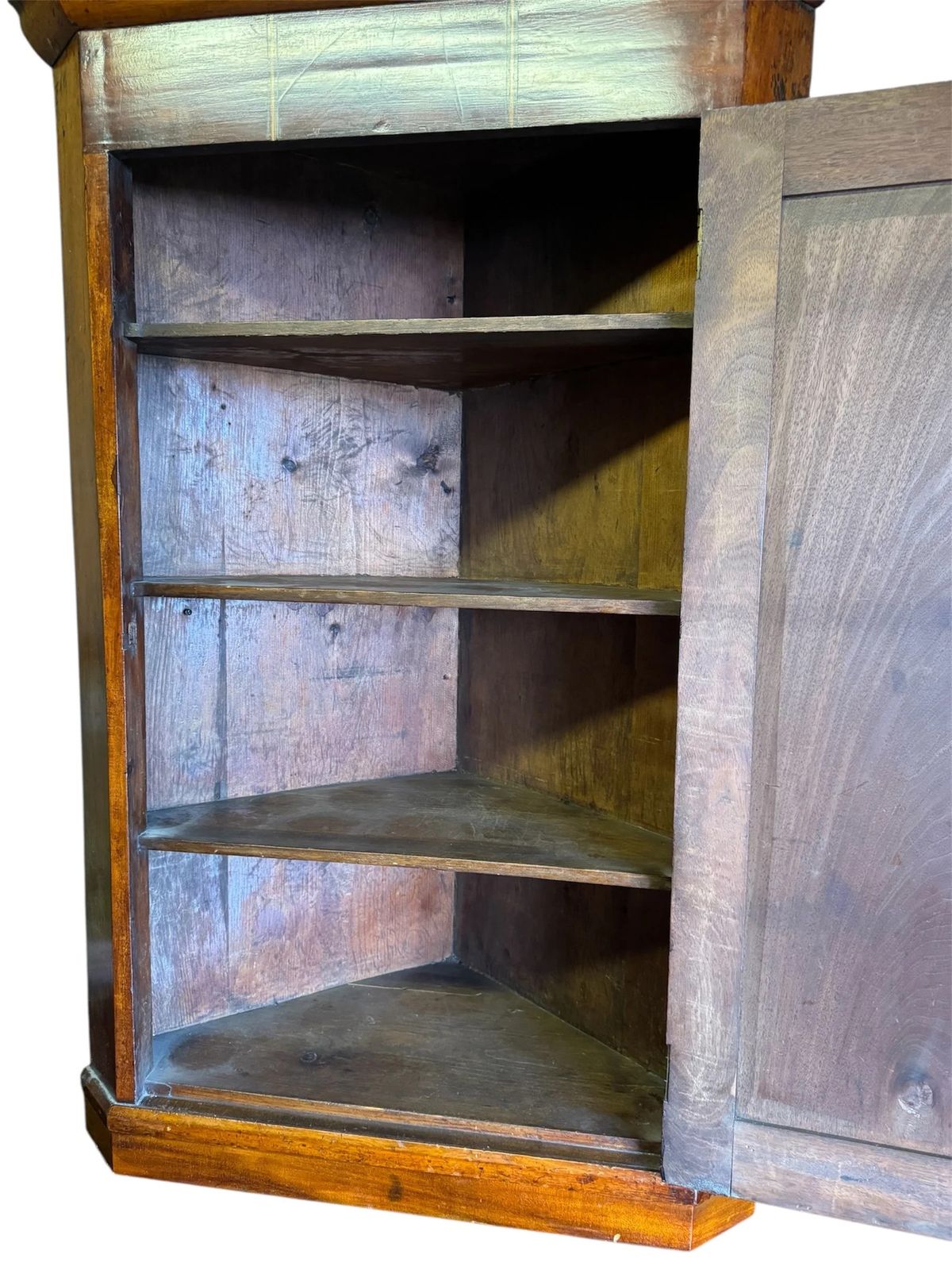 Antique Golden Mahogany Late Georgian Early Victorian / Victorian Corner Hanging Wall Cupboard photo Furniture