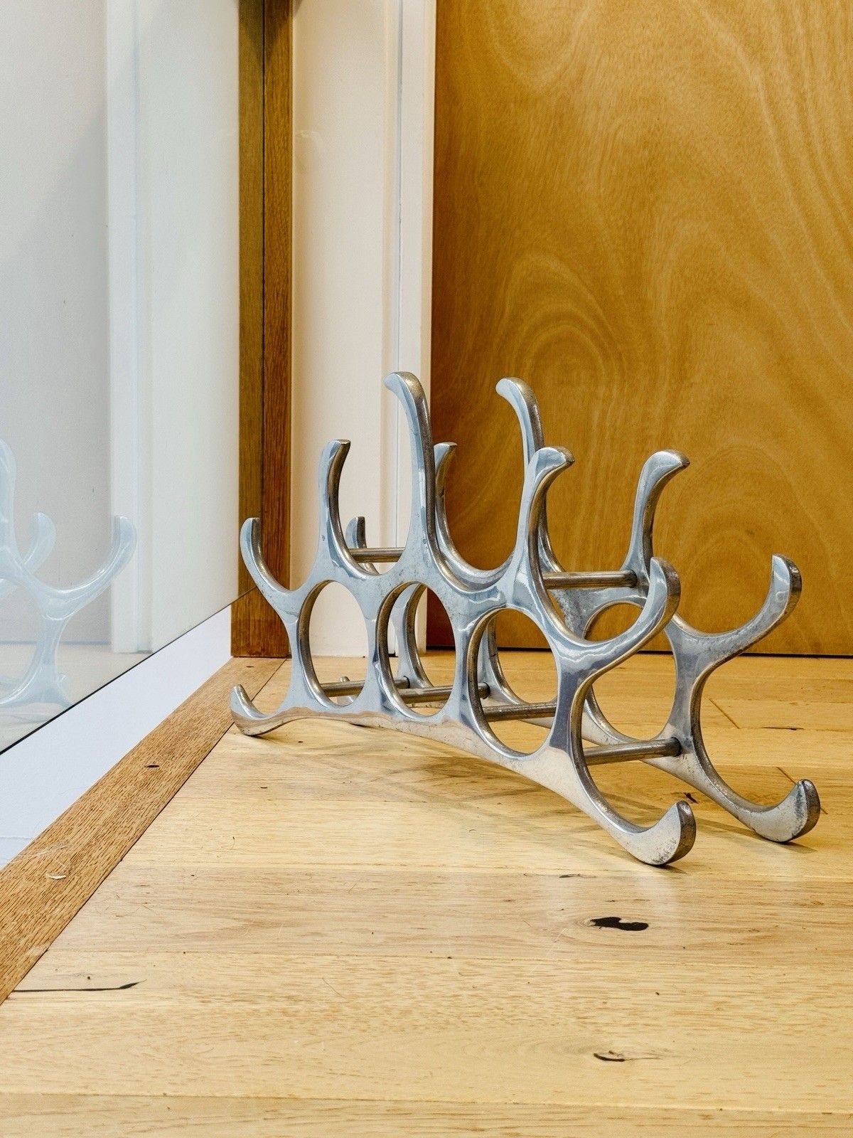 75.0 Michael Noll Style 9 Bottle Wine Rack In Polished Aluminium photo