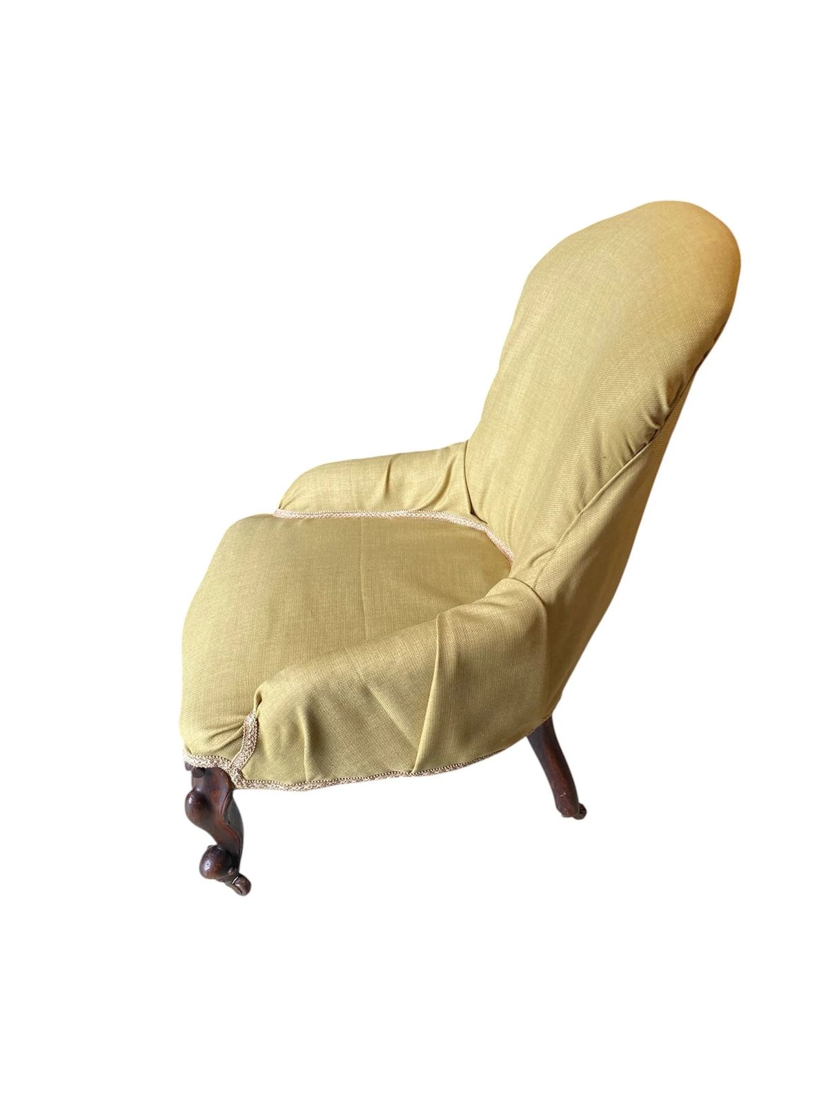 Victorian Upholstered Ladies Library Chair Mahogany Frame Recovered In Sage Green Linen photo Furniture