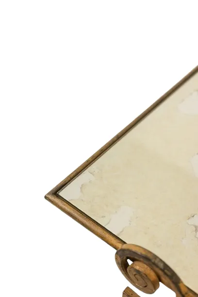 photo furniture Coffee Table In Gilded Wrought Iron With An Eglomized Glass Top. 1970s.