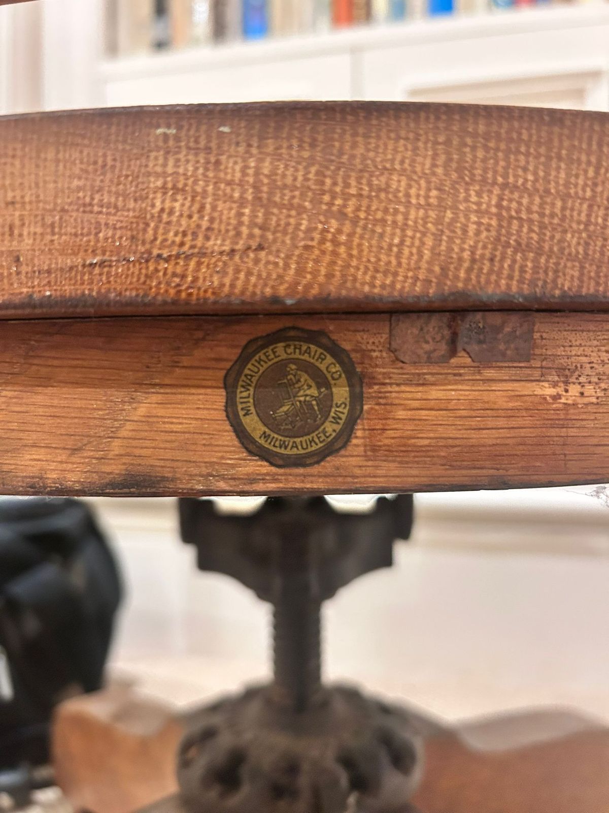 Antique Milwaukee Chair Co. Oak Swivel Desk Chair – Dated 1926 – Signed photo for sale