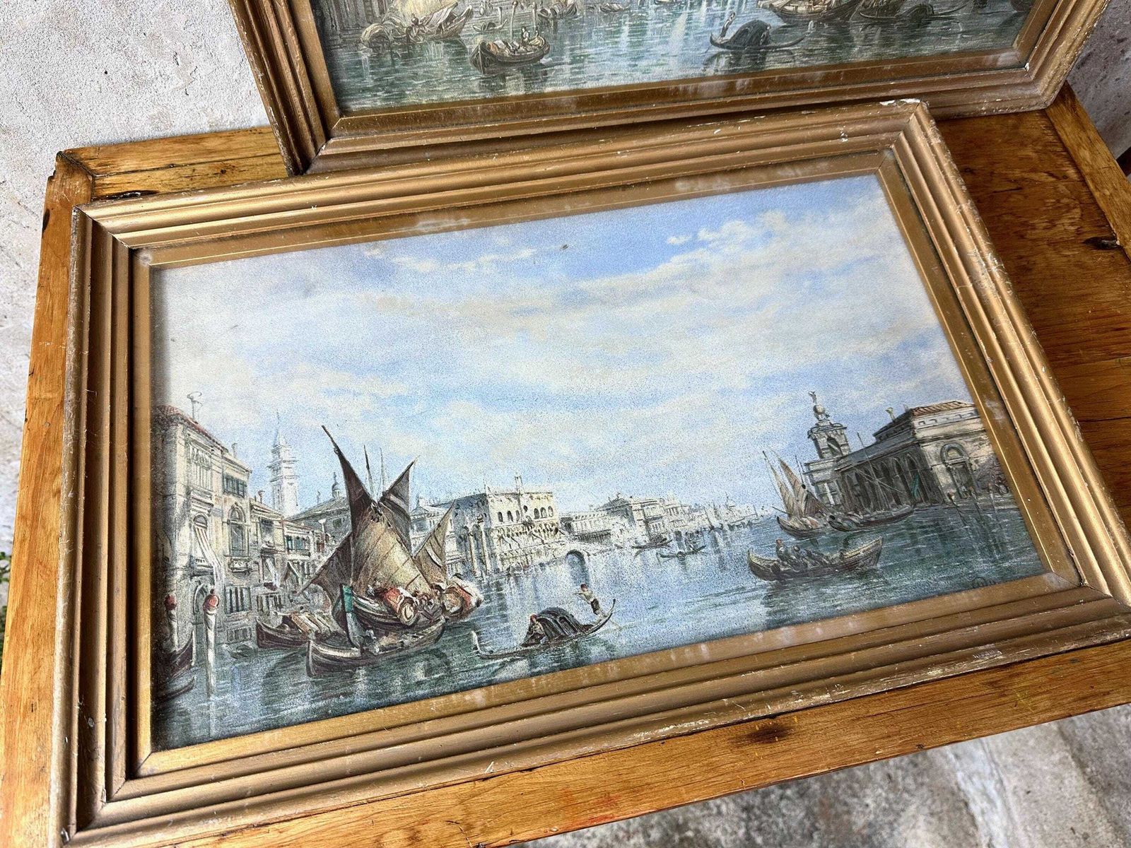 Pair Of Antique Alfred Pollentine Prints Venice photo buy