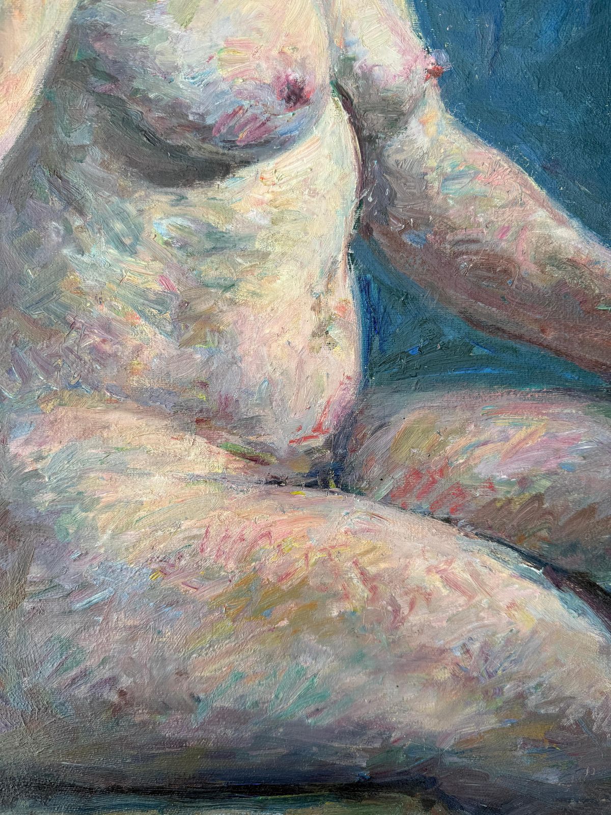 Francisco Abad Doblas Seated Female Nude Oil Painting – Spanish Figurative Expressionist 20th Century 1975 photo 1950.0
