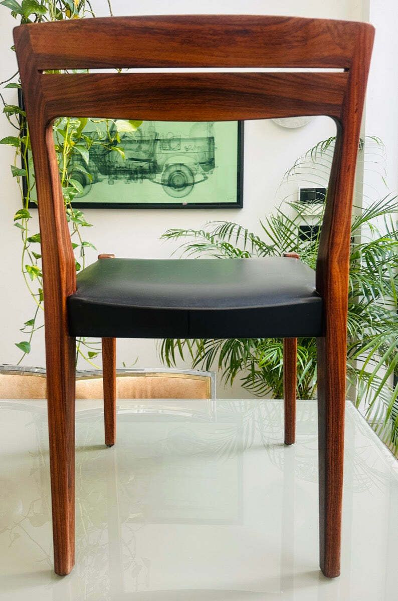 495.0 1960s Mid Century Swedish Svegards Markaryd Rosewood & Vinyl Dining Chair photo