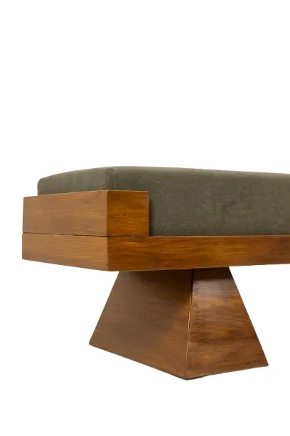 Bench In Ash Wood And Green Mohair Velvet. Contemporary photo Furniture