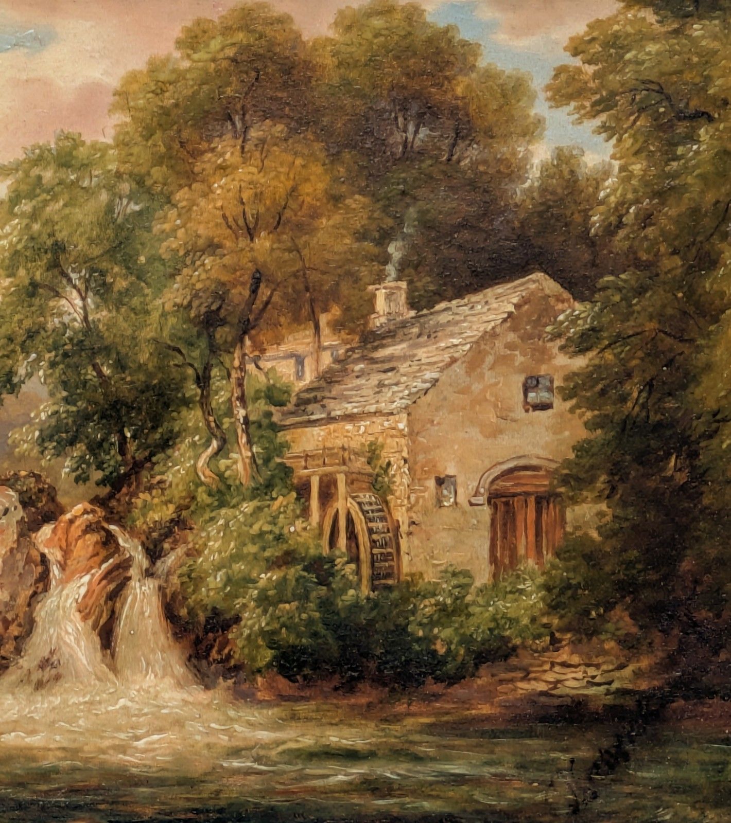 19th Century Oil Painting Ailsie Crag & Old Mill photo Art