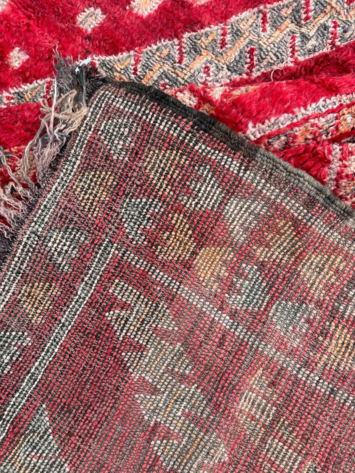 Moroccan Beni Mguild Rug Vintage 210x290 Cm – 1970s Handmade Wool Rug – Large Red Berber Area Rug – Authentic Atlas Carpet photo Textiles