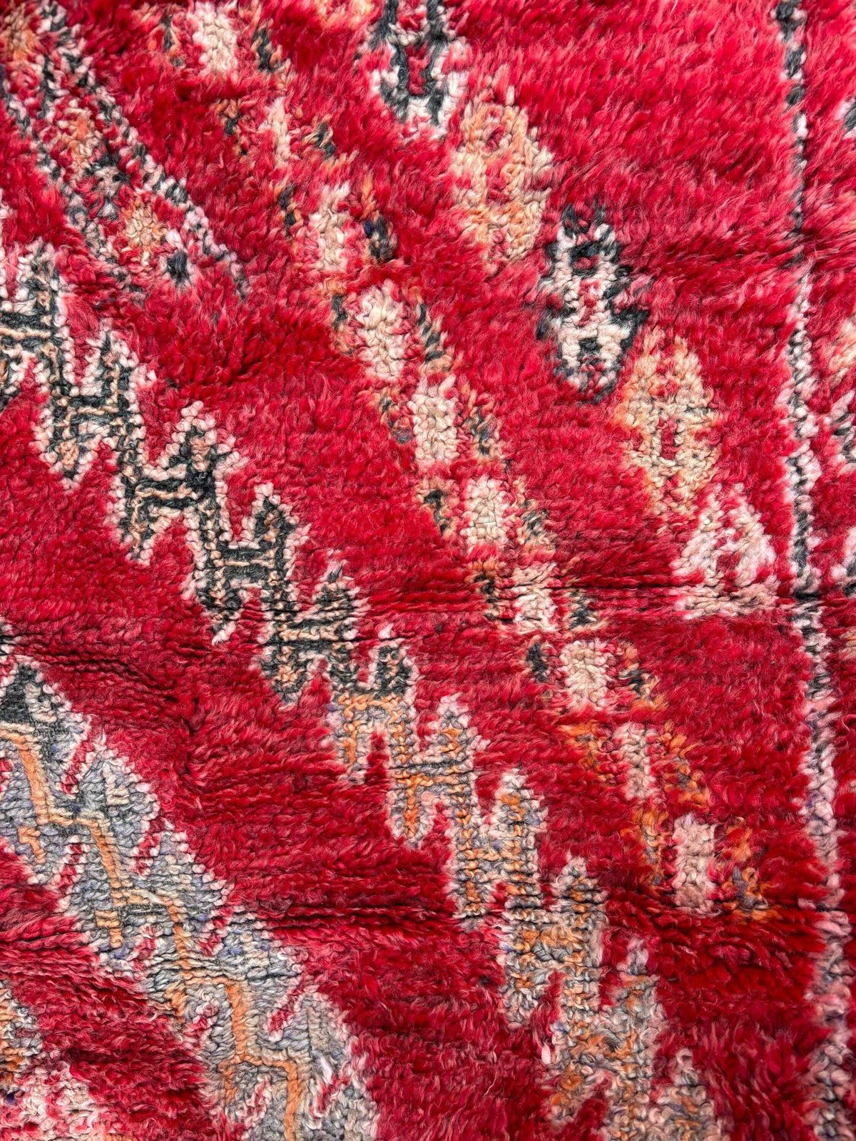 photo furniture Moroccan Beni Mguild Rug Vintage 210x290 Cm – 1970s Handmade Wool Rug – Large Red Berber Area Rug – Authentic Atlas Carpet