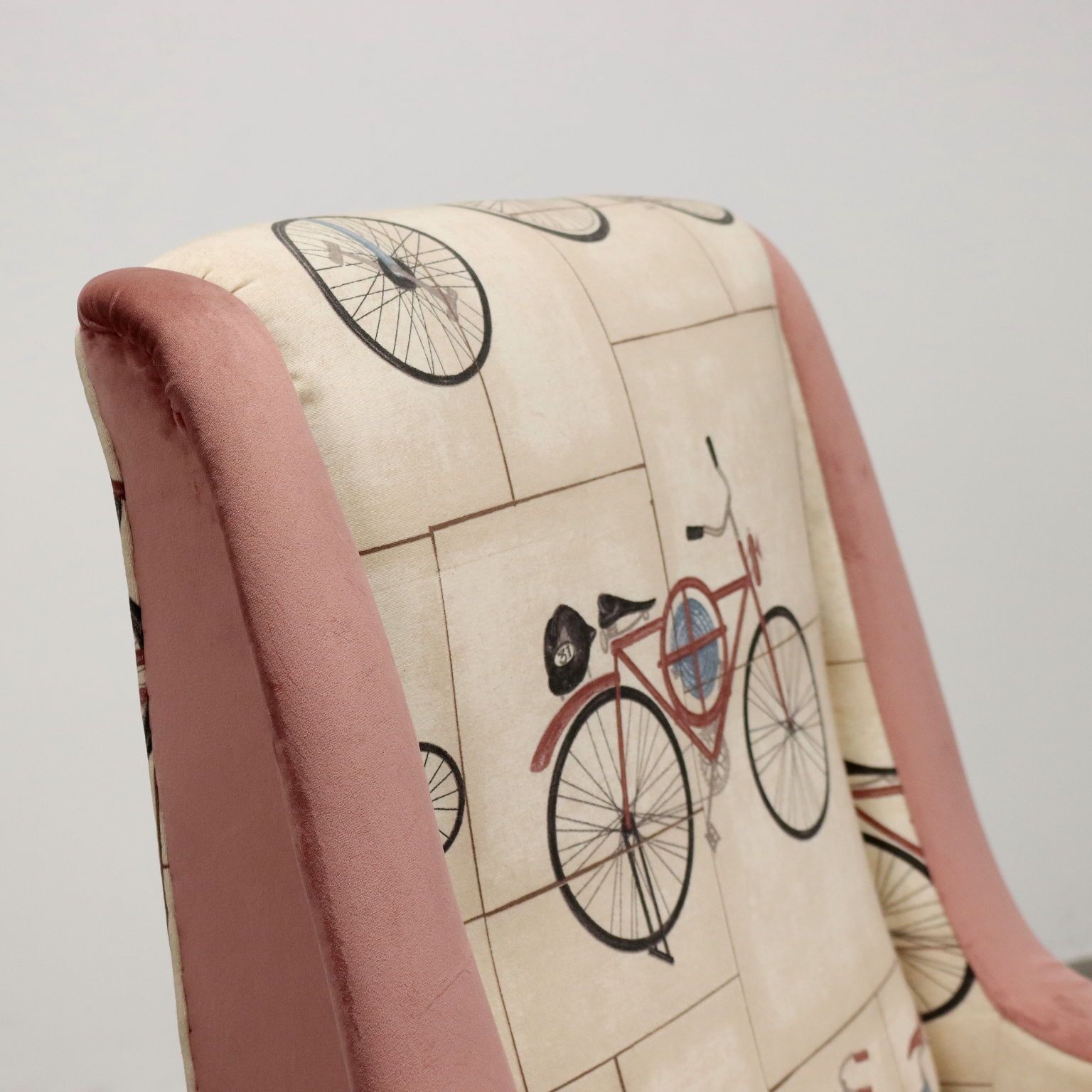 Vintage Armchair Fabric Metal Brass Italy 1950s 1960s photo Furniture