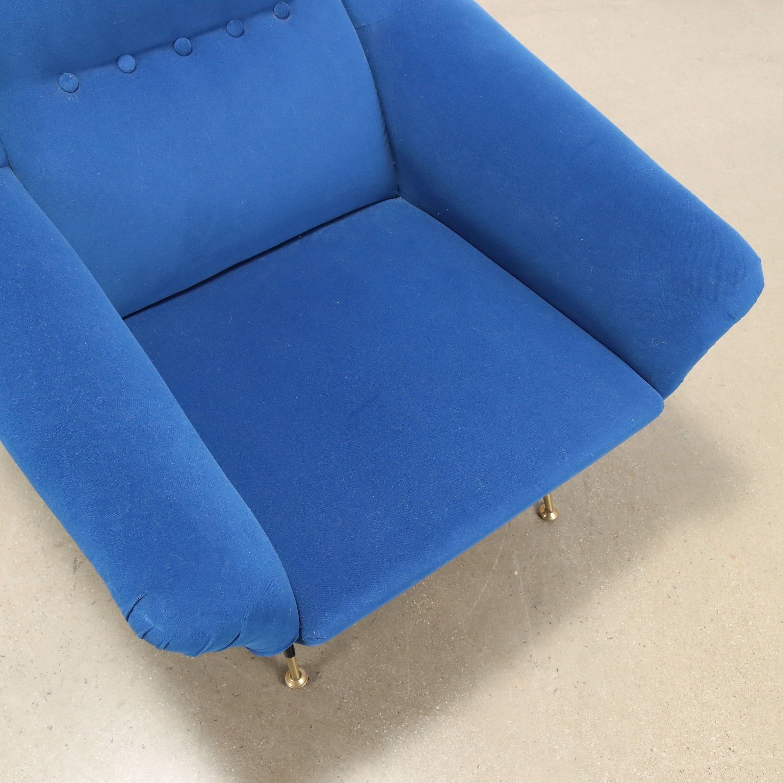 Vintage Armchair Fabric Metal Brass Italy 1950s 1960s photo vinterior