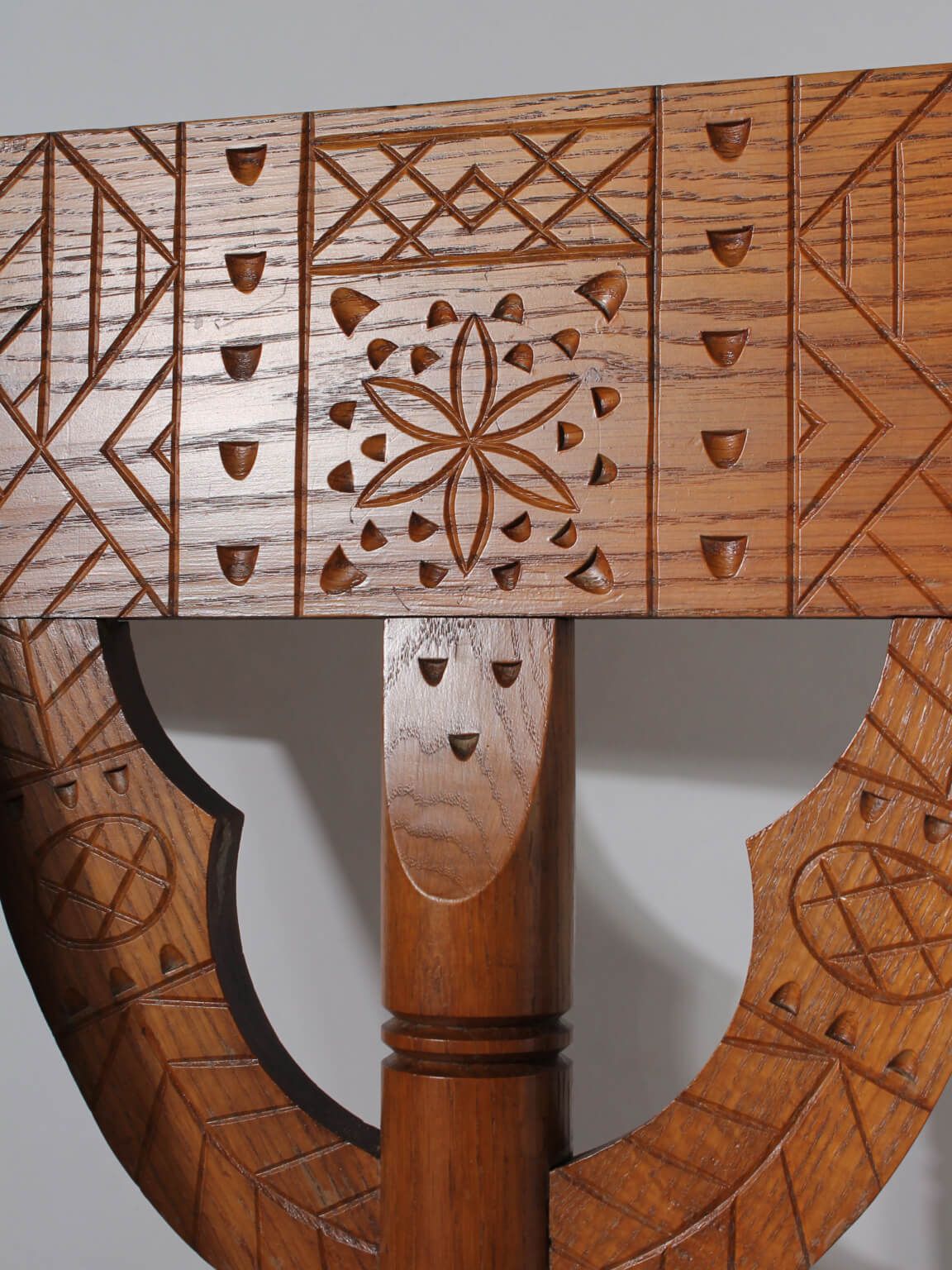 Swedish Carved Oak Monk Chair, 1930s photo Furniture