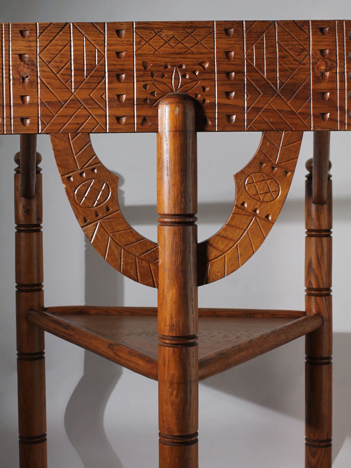 photo furniture Swedish Carved Oak Monk Chair, 1930s