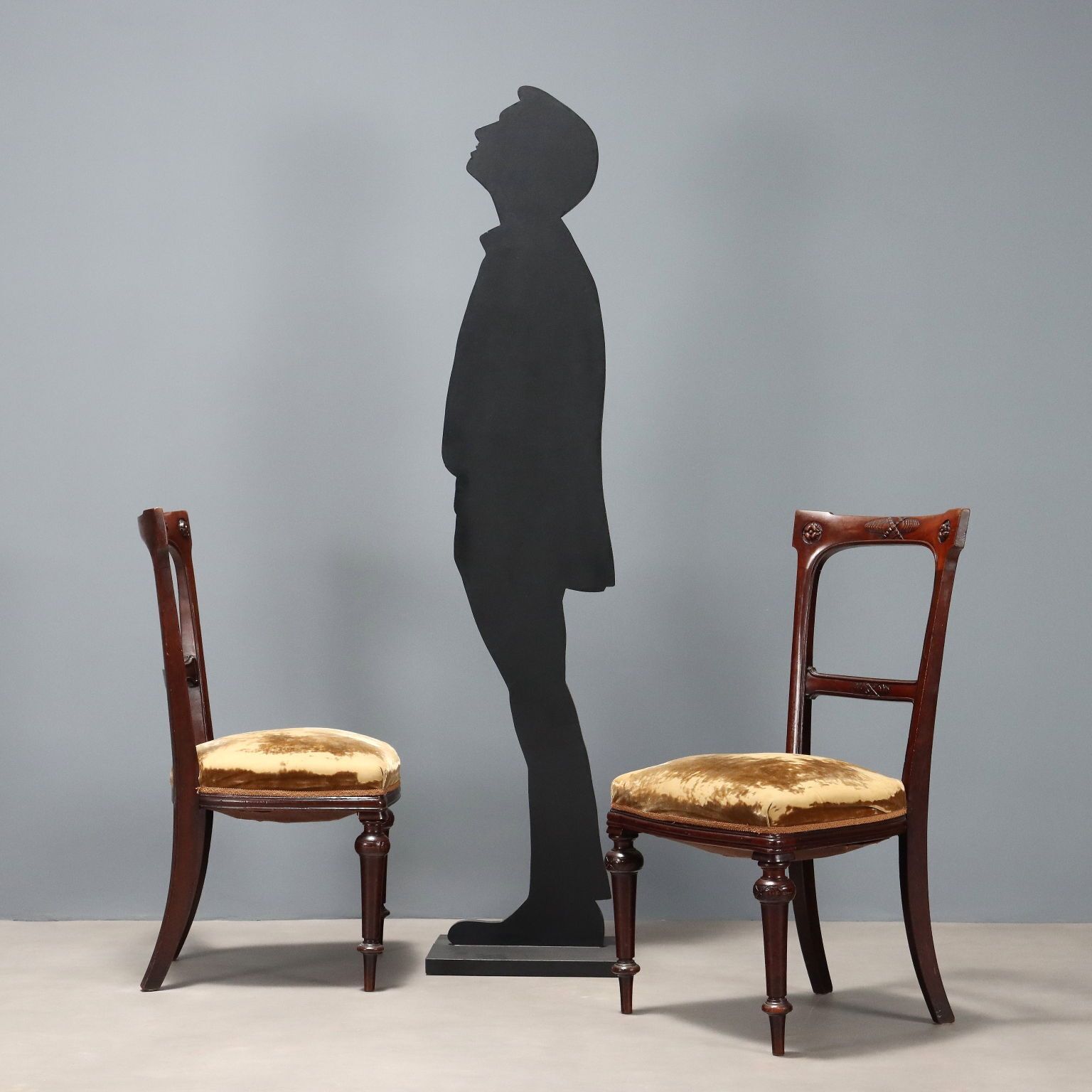 Antique Chairs Mahogany Fabric Padding Italy XX Century photo for sale
