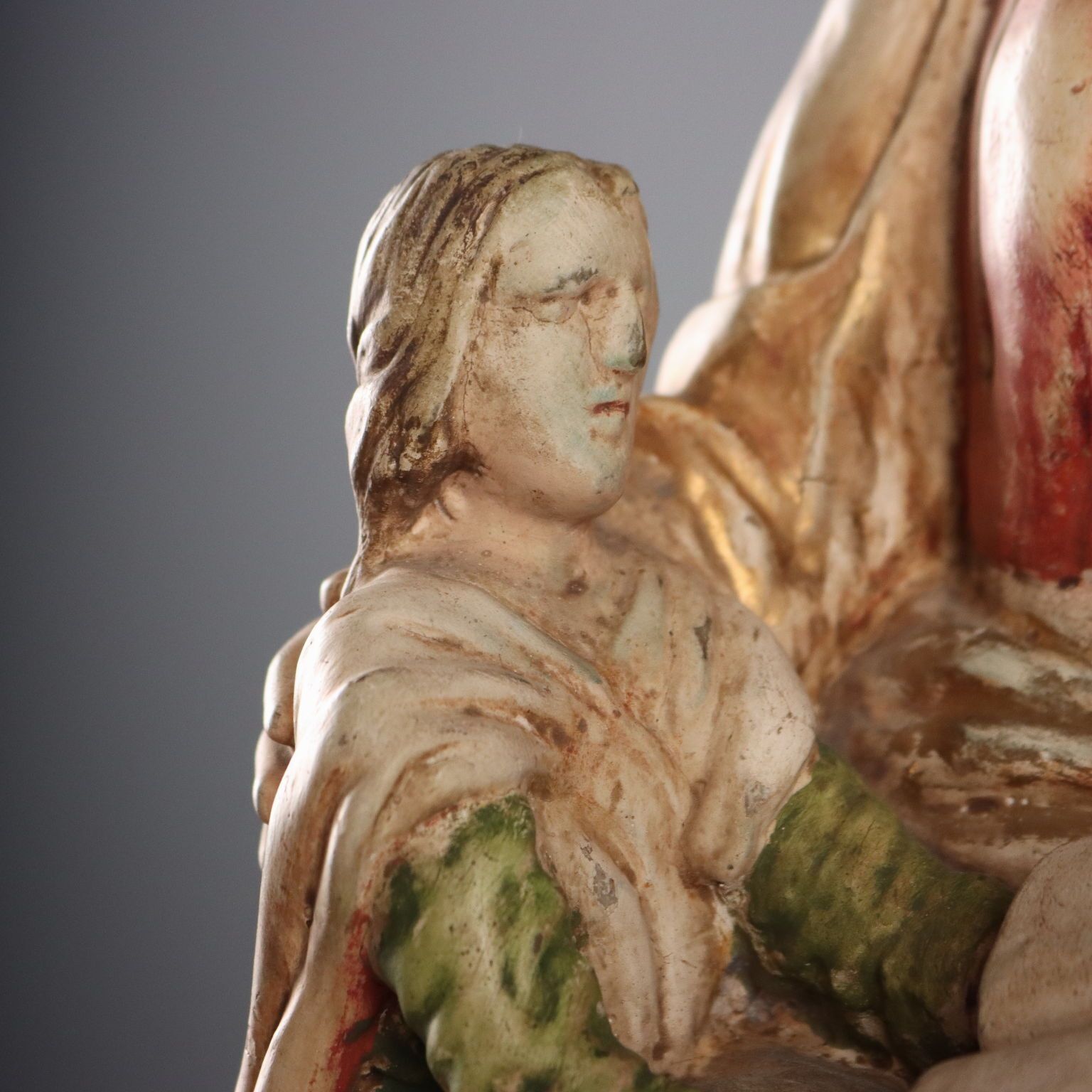Santa Anna Con Maria Bambina Scultura Lignea photo vinterior