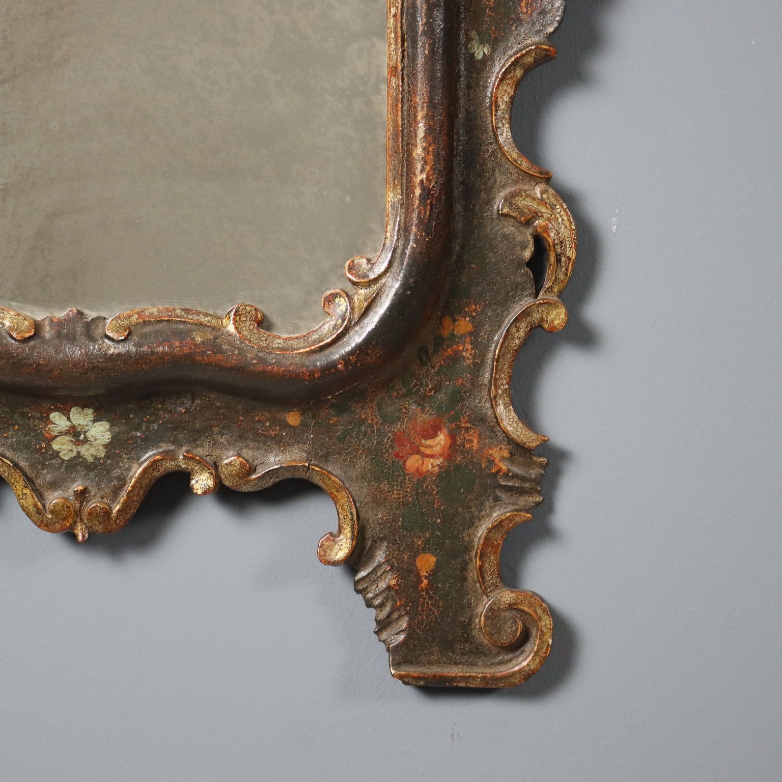 Antique Mirror Lacquered Wood Italy Late XIX Century photo buy