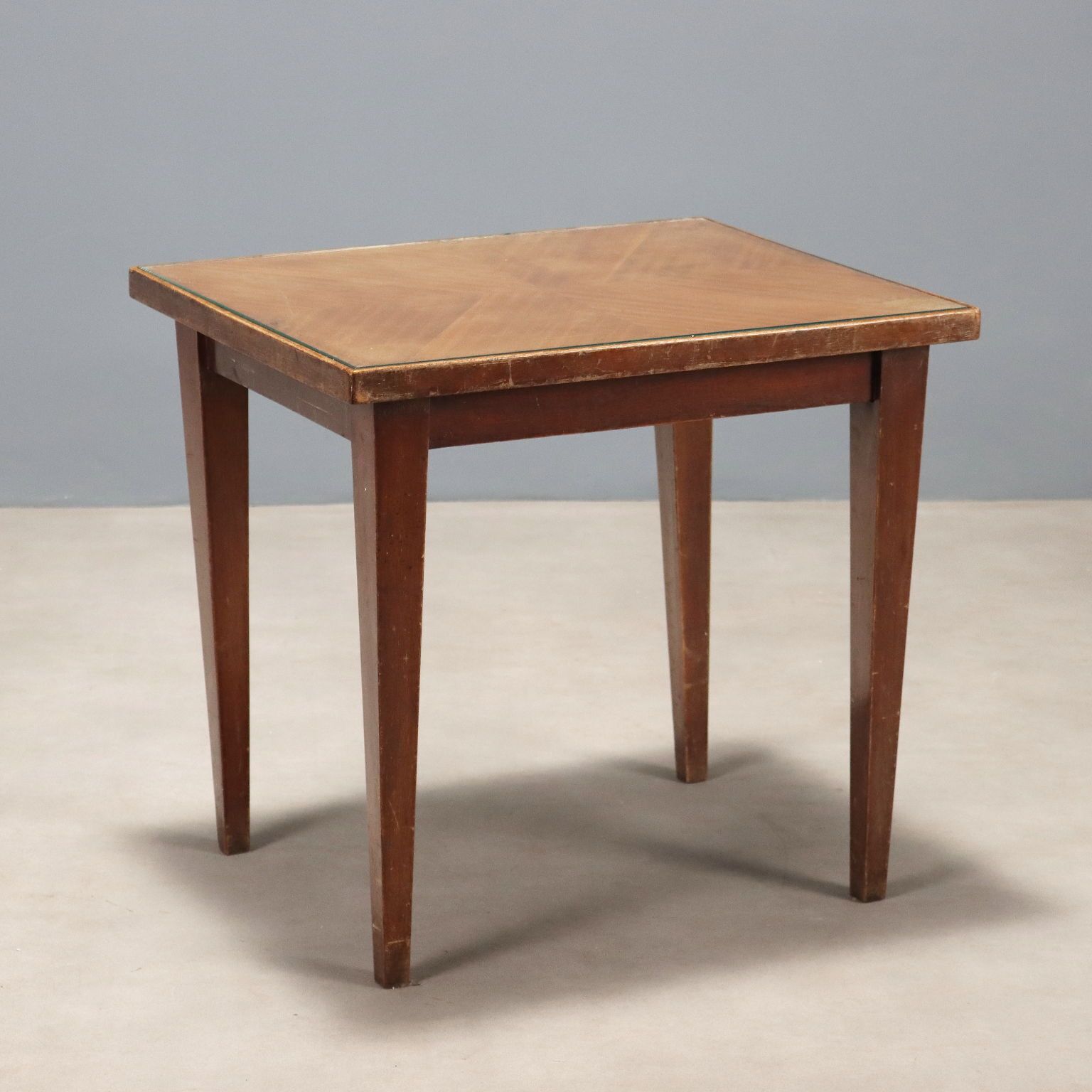 Vintage Coffee Table Wood Glass Design Italy 1960s