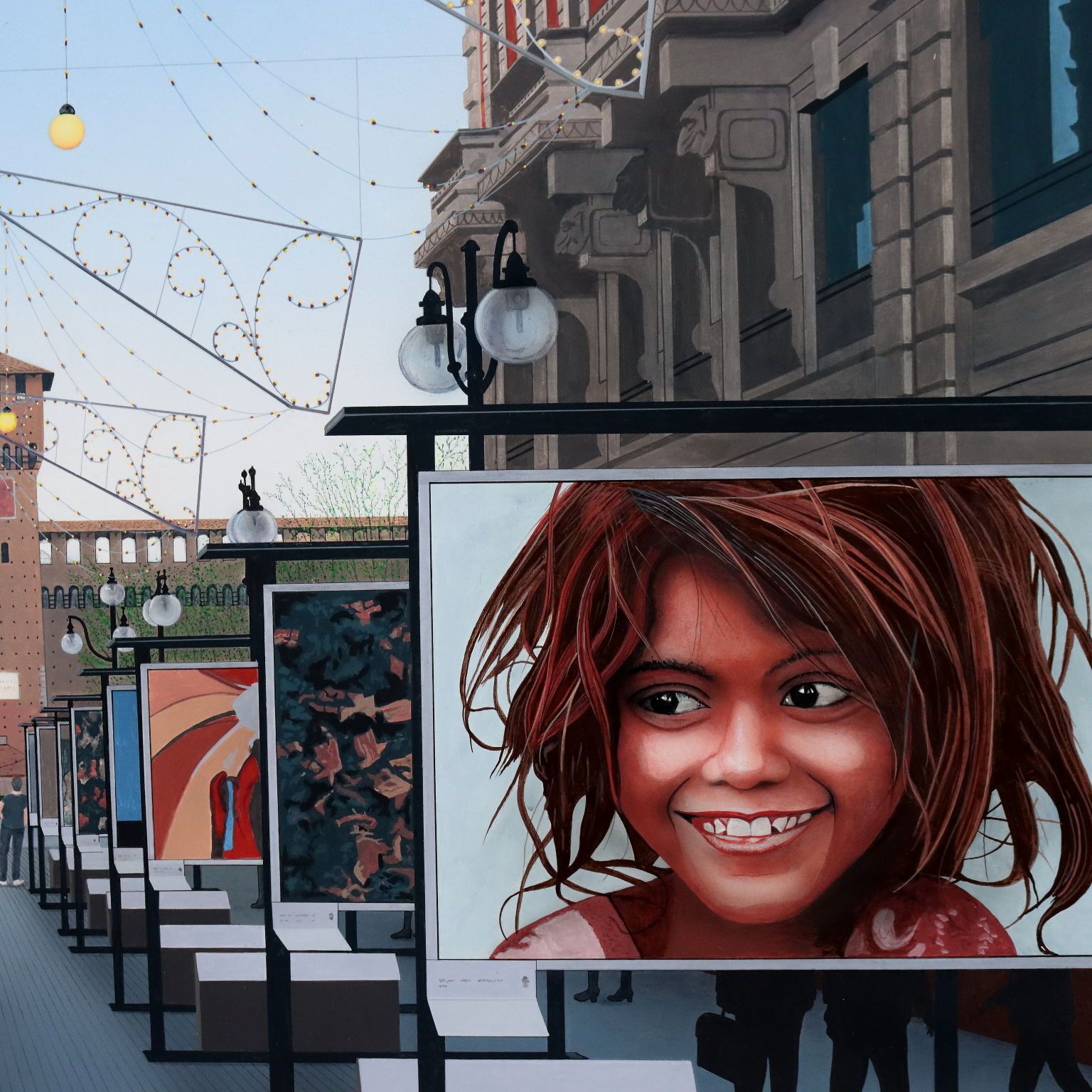 Contemporary Painting Glimpse Of Milan Oil On Canvas Italy 2007 photo 300.0