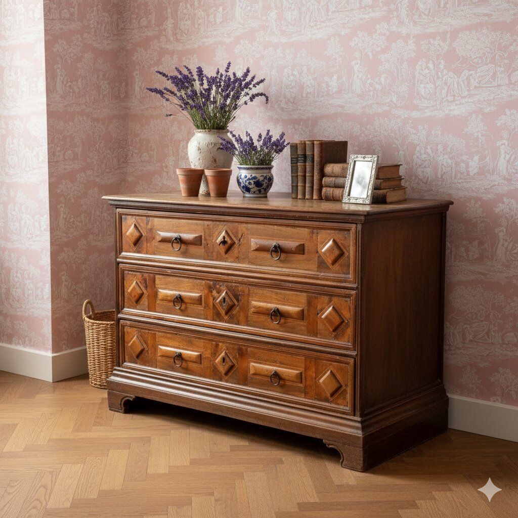 Chest Of Drawers Baroque Walnut 3 Drawers XVIII Century photo furniture