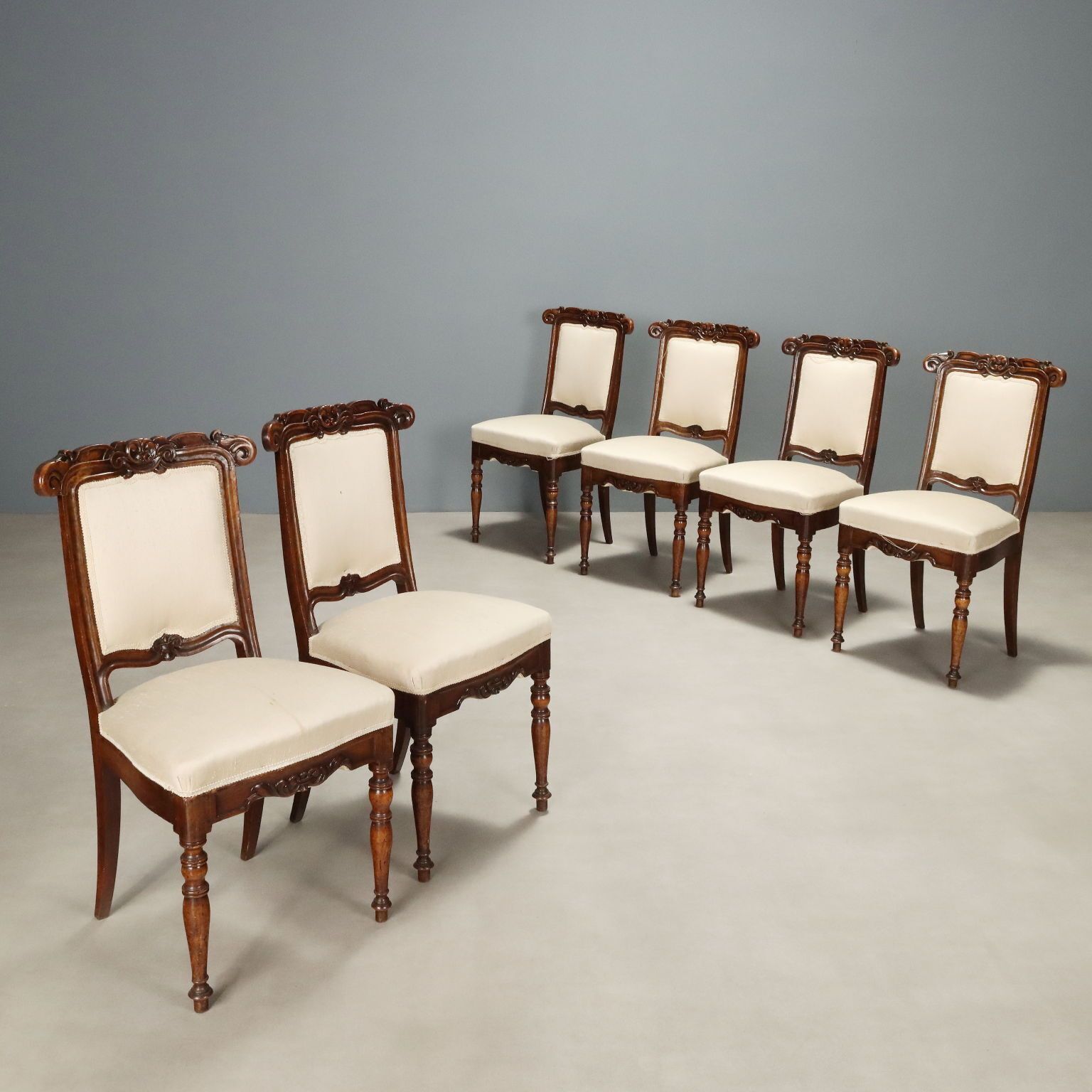 Antique Chairs Louis Philippe Carved Wood Italy XIX Century
