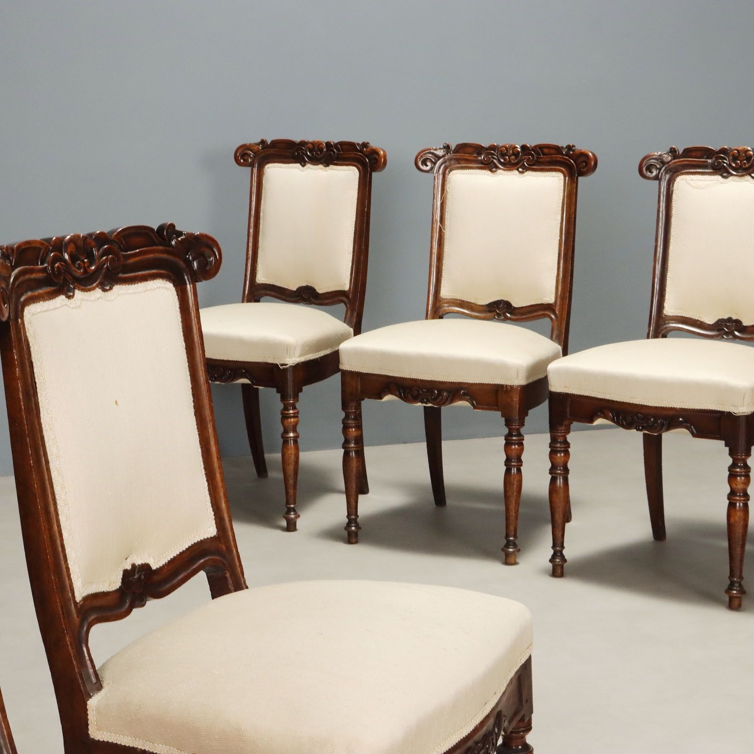 Antique Chairs Louis Philippe Carved Wood Italy XIX Century photo Furniture