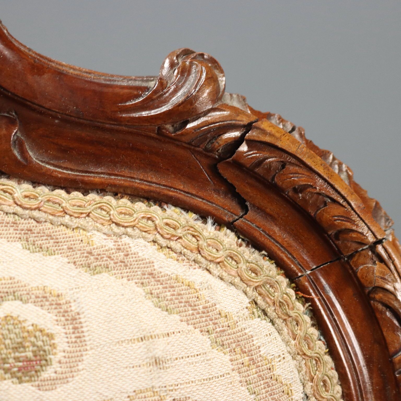 Chairs Baroque Style Carved Walnut Italy XIX Century photo vintage