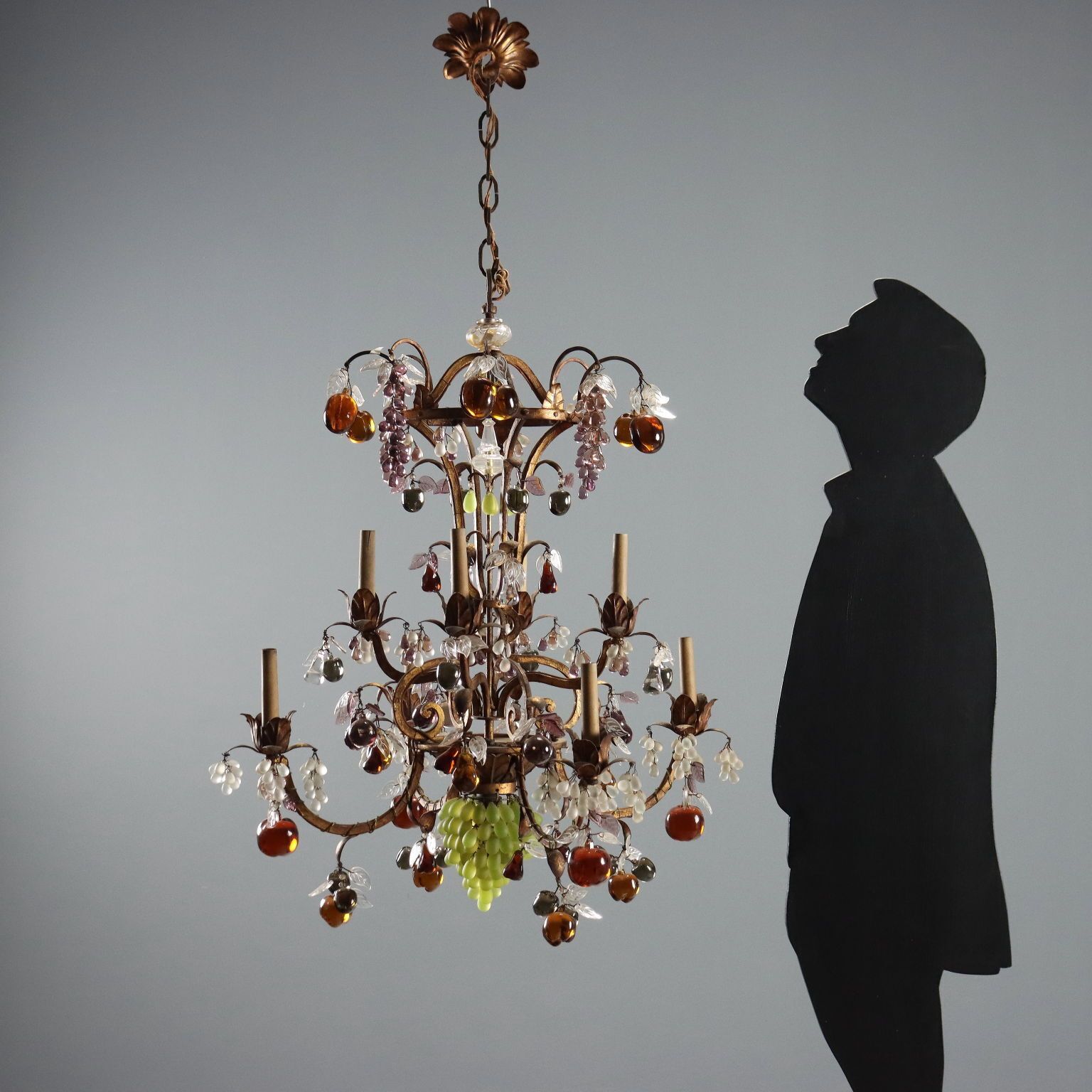 Antique Chandelier Glass Gilded Iron 8 Lights Italy XIX Century photo furniture