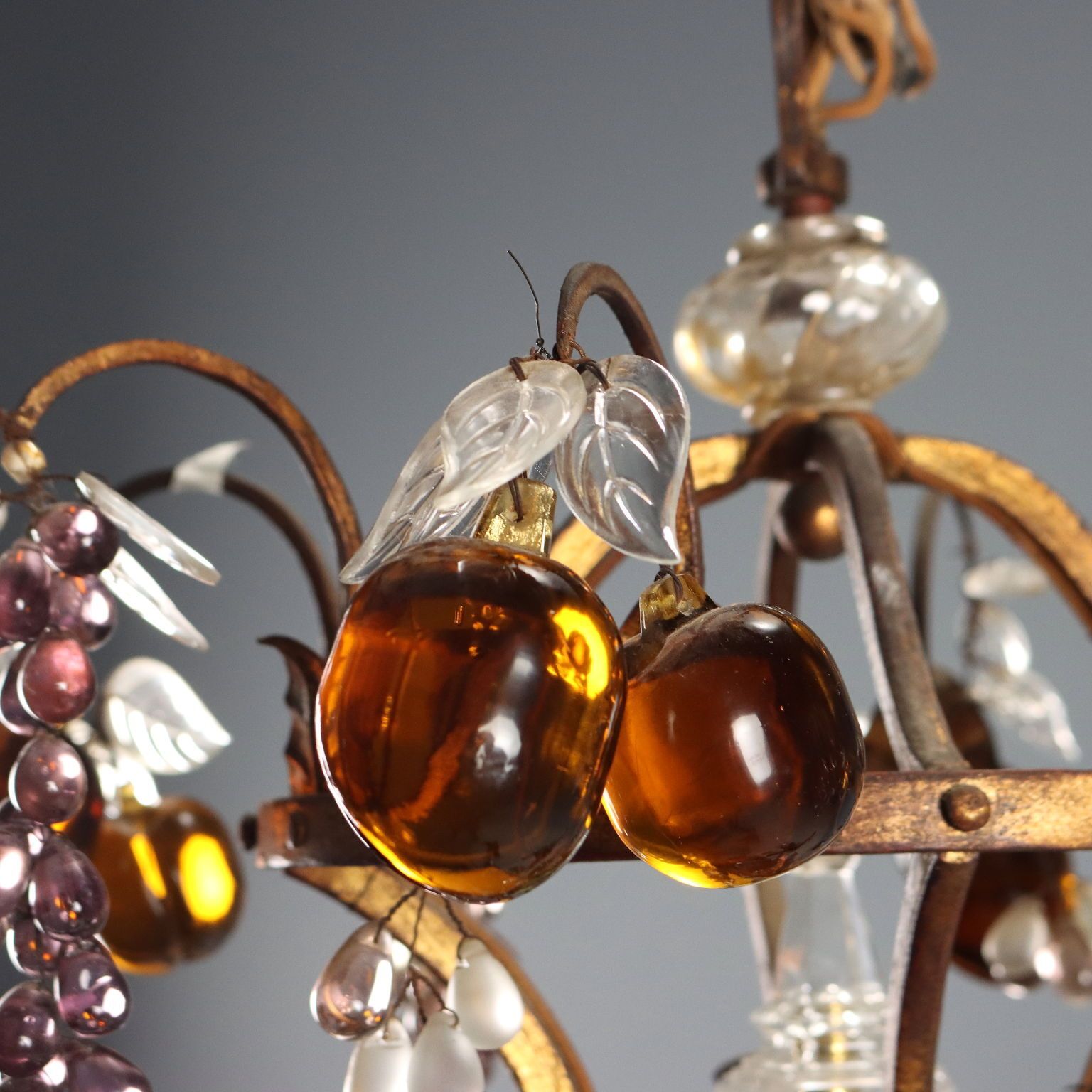 Antique Chandelier Glass Gilded Iron 8 Lights Italy XIX Century photo buy